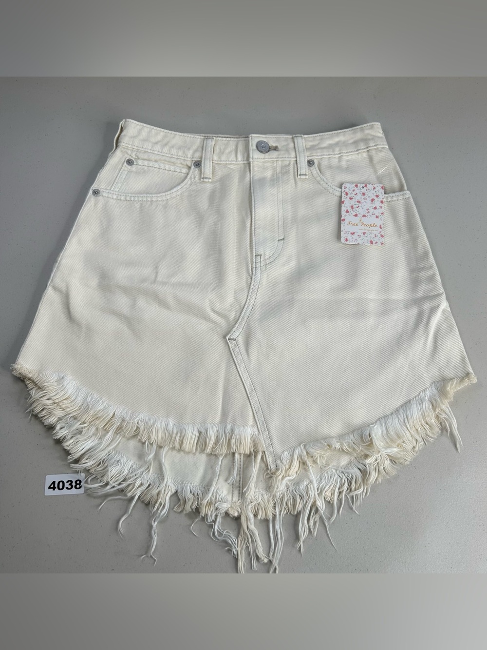 Free People Womens Size 25 Coconut Ivory Bailey Denim Mini Skirt New